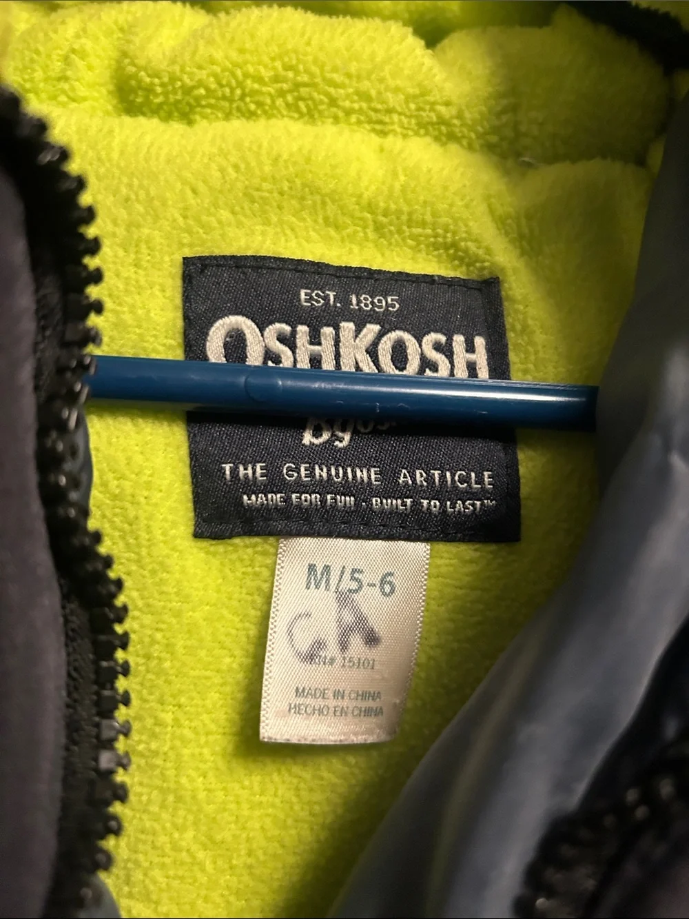 Kids Colorblock Puffer Jacket in Black and Gray with Lime Lining